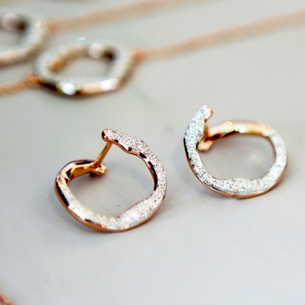 Monica Vinader Riva circle diamond rose gold earrings